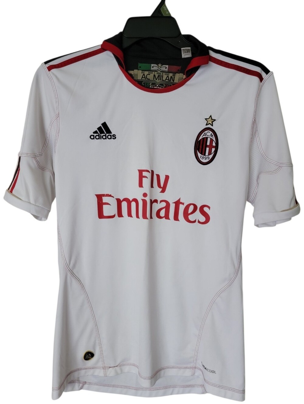 RARE VINTAGE AC Milan 2010/2011 Adidas Fly Emirates White Soccer Jersey